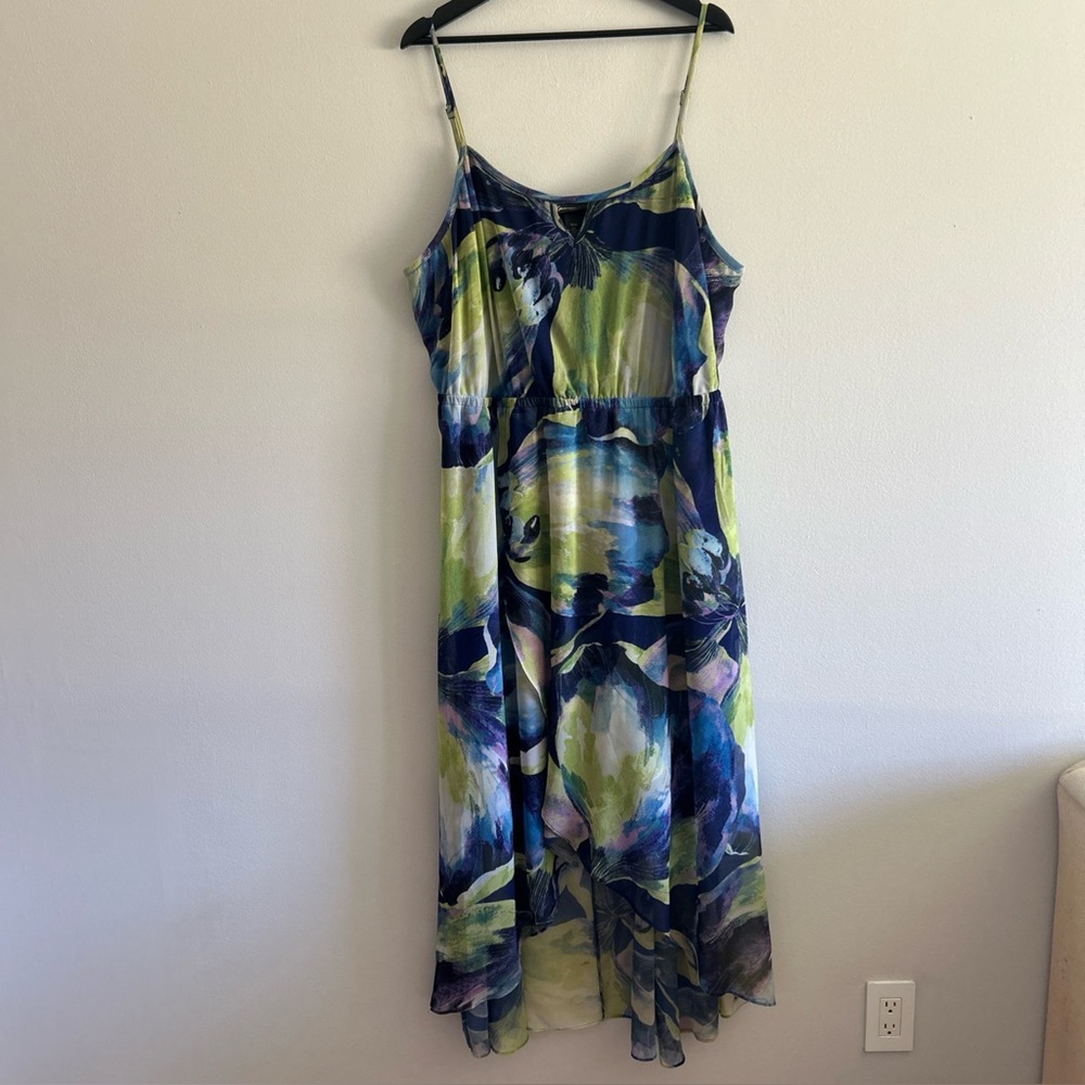 Lane Bryant Blue Green Maxi Summer High Low Sundress Sz 22/24